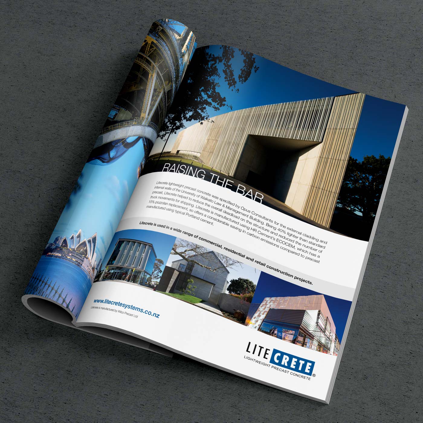 magazine advertising graphic design for litecrete