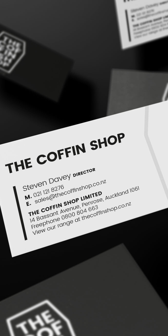 logo design business card coffin shop