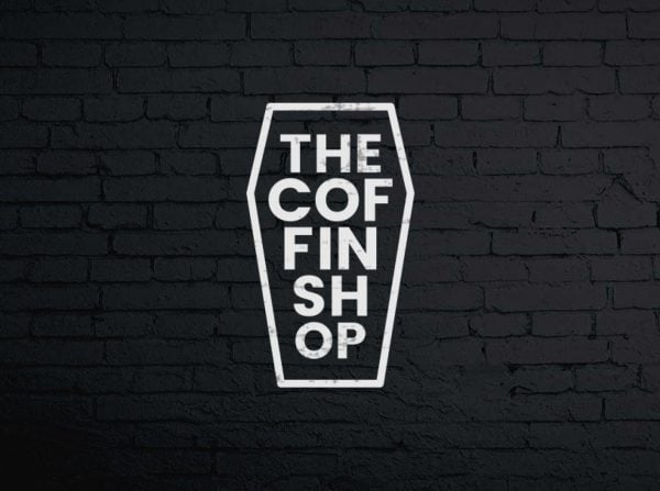 creative-logo-design-the-coffin-shop-on-brick-wall creative-logo-design-the-coffin-shop-on-brick-wall
